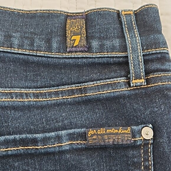 7 For All Mankind Slimmy Jeans Men's 34x33 Dark Wash Stretch Straight Leg EUC - Picture 13 of 16